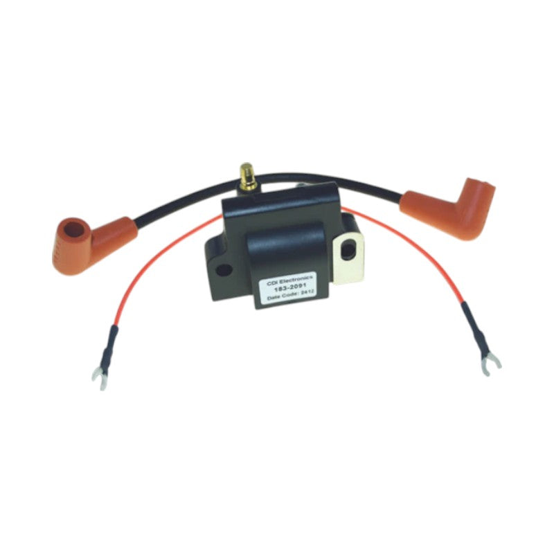 New CDI Johnson & Evinrude 1971-1977 Ignition Coil 2 Cyl. Screw Terminal Power Pack. Includes Plug Wire 50-55 HP OEM # 183-2091