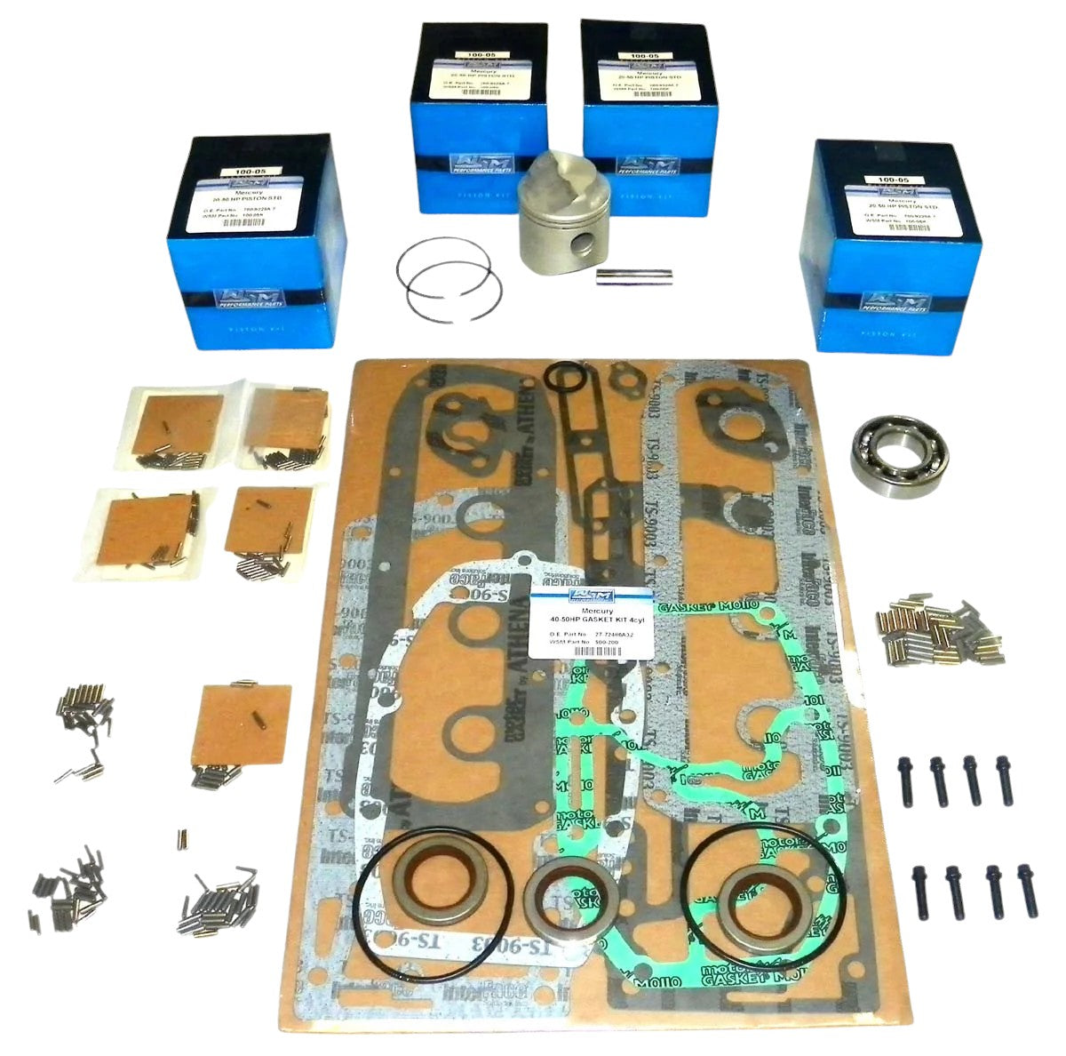 New Outboard Powerhead Rebuild Kit - Mercury & Mariner 40/45/50 HP 4-Cylinder (1970-1997)