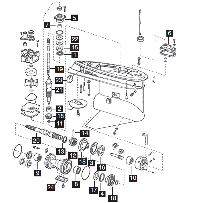60° Small Foot, 75-115 HP, 1995-2006