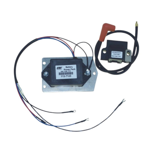 New CDI / Johnson & Evinrude 1968-1972 Battery Power Pack 3/4 Cyl. w/Coil 55-100 HP OEM # 113-7123