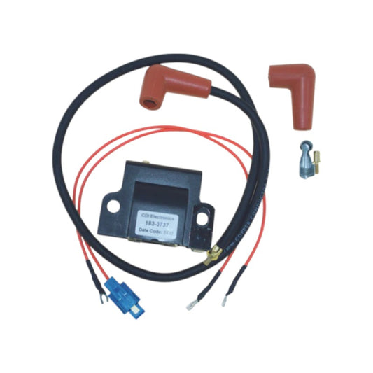 New CDI  Johnson & Evinrude 1972-2006 Universal Replacement Ignition Coil Carbureted 2 Stroke Engines, 1 per Cyl. Includes Plug Wire, Terminals and Hardware 4-235 HP OEM # 183-3737