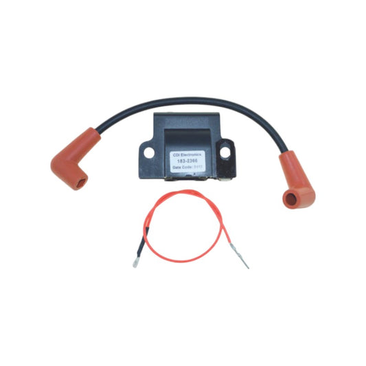 New CDI / Johnson & Evinrude 1977-1984 Ignition Coil 2/3/4/6 Cyl. Cross Flow Engines. Includes: Plug Wire OEM # 183-2366