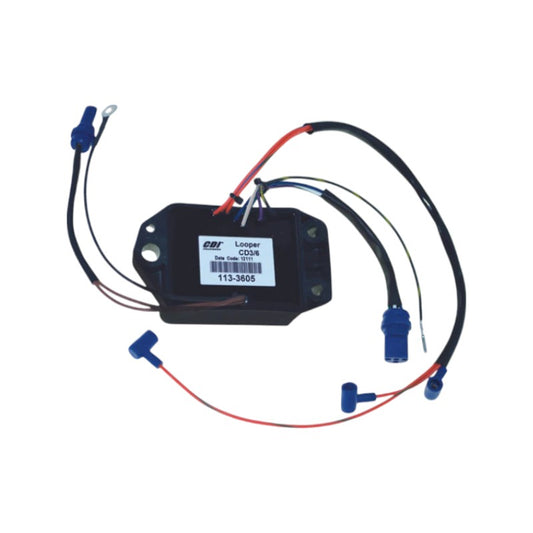 New CDI  Johnson & Evinrude 1986-1987 Power Pack 6 Cyl. 6700 RPM Limit 200-225 HP OEM # 113-3605