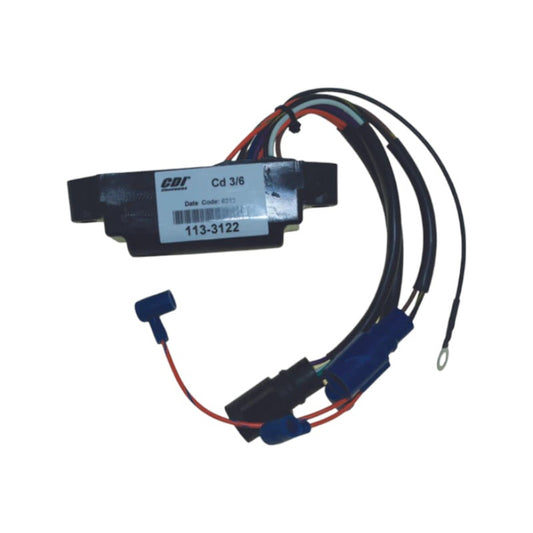 New CDI  Johnson & Evinrude 1986-1988 Power Pack 3 Cyl. Comm Engines, 5800 RPM Limit 65 HP OEM # 113-3122